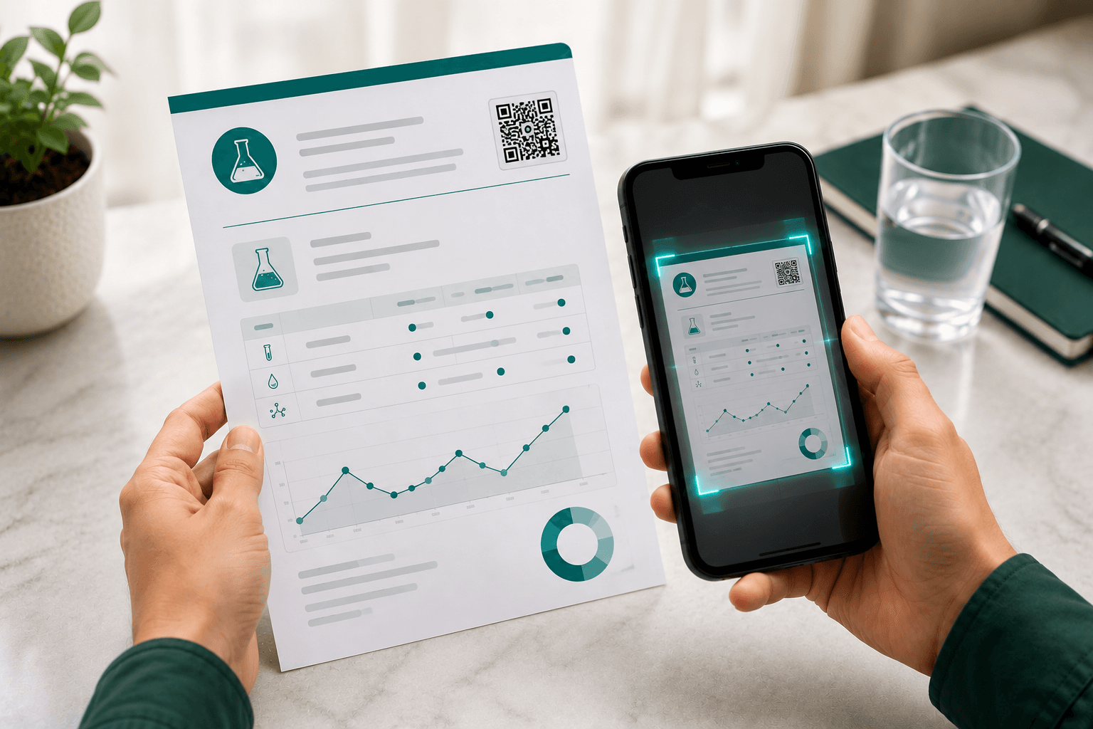 Patient scanning a lab report to verify authenticity